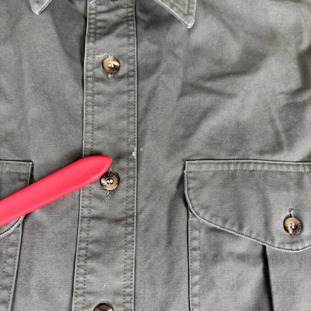 Filson Heavy Cotton Field Shirt Mens XL Olive Green Flap Pockets Utility USA - Picture 6 of 10